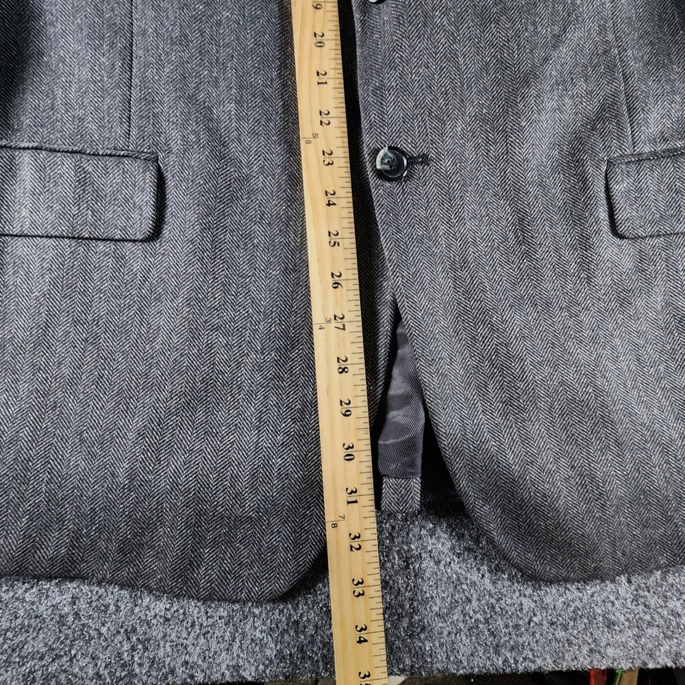 Stafford Signature Mens 46R‎ Blazer Silk Camel Hair Grey Herringbone Sport Coat - Picture 12 of 14